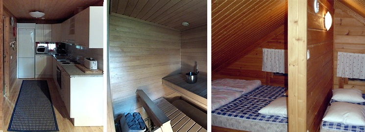 Kitchen - Bathroom and Sauna - Beds on the first floor